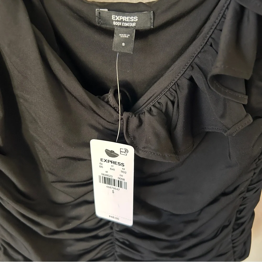 NWT Express Body Contour Ruched Ruffle Compression Tank - Picture 3 of 5